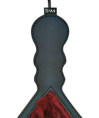 sex and mischief enchanted heart paddle by Sportsheets black dual-sided fur and faux leather