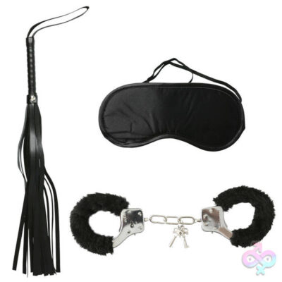 Sex and Mischief Intro to Sex and Mischief Kit Black by Sportsheets — bondage restraints set with handcuffs, blindfold, and whip