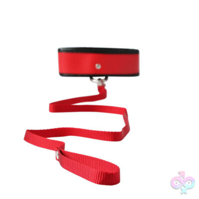Sex and Mischief Leash and Collar by Sportsheets — black nylon leash with soft adjustable collar and D-ring