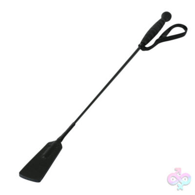 Sex and Mischief Slender Impulse Crop in black by Sportsheets — 24-inch riding crop sex toy