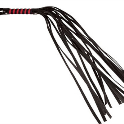 Sex and Mischief Stripe Flogger Red and Black by Sportsheets 32 inch vinyl whip