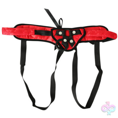 Sunset Lace Corsette Strap On by Sportsheets in red lace corset harness style