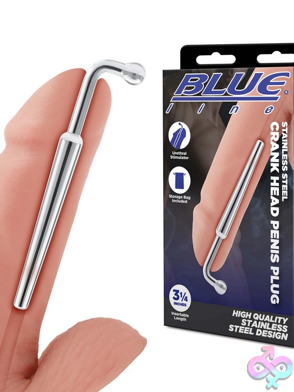 Discreet-Toys-Stainless-Steel-Crank-Head-Penis-Plug-Nu-Blm9008 Polished Silver Stainless Steel Crank Head Penis Plug By Blue Line Men