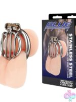 Inverted micro chastity cage in polished silver stainless steel by Blue Line Men