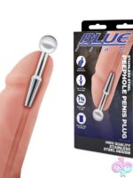 Polished silver stainless steel peephole penis plug by Blue Line Men
