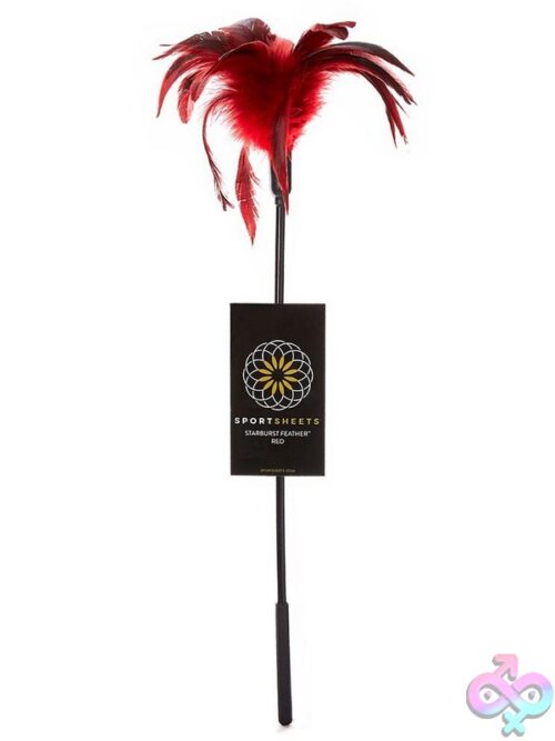 Starburst Feather Tickler Wand In Black And Red On A Dark Sensual Background
