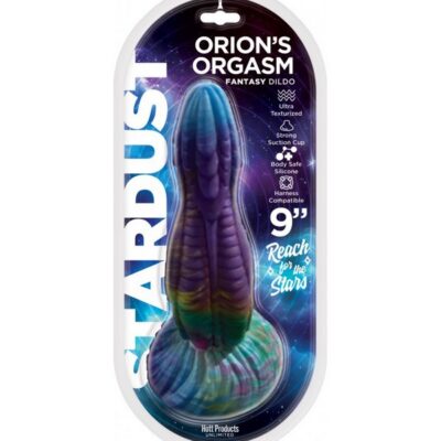 Orion's Orgasm 9-inch textured purple silicone dildo with suction-cup base by Hott Products