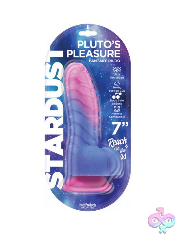 Discreet-Toys-Stardust-Pluto-S-Pleasure-7-Dildo-Silicone-Nu-Hp-3408 7-Inch Purple Textured Silicone Dildo With Suction Cup Base By Hott Products