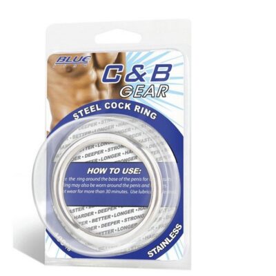 Polished silver metal cock ring 2 inch by Blue Line Men