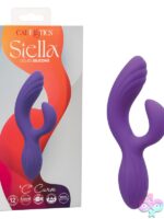 Flexible purple C curve dual motor silicone massager with textured tip by California Exotic Novelties
