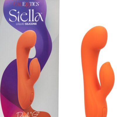 Curved orange liquid silicone dual G-spot massager by California Exotic Novelties