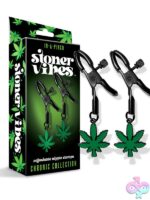Black adjustable nipple clamps from the Chronic Collection by Stoner Vibes on a neutral background