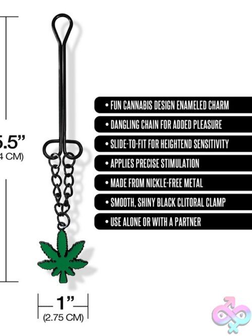 Clitoral Clamp With Chain – Green Metal – Chronic Collection - Image 3