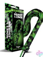 Glow in the dark black flogger with multiple tails by Stoner Vibes Chronic Collection