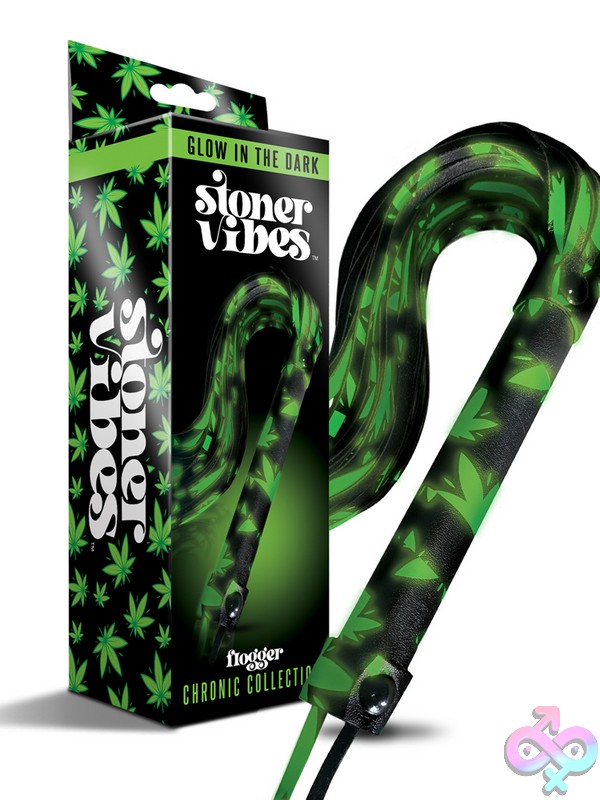 Discreet-Toys-Stoner-Vibes-Chronic-Collection-Glow-In-The-Dark-Flogger-Nu-Gn-2000141 Glow In The Dark Black Flogger With Multiple Tails By Stoner Vibes Chronic Collection