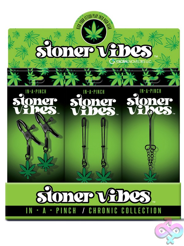 Discreet-Toys-Stoner-Vibes-Chronic-Collection-In-A-Pinch-15Pc-Display-Nu-Gn-2000132 Adjustable Black Rubber Nipple And Clitoral Clamps 15-Piece Display Set By Stoner Vibes