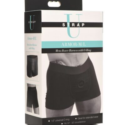 Black boxer brief style strap-on harness with O-ring mount by Xr - Strap U