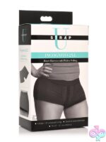 Black boxer-brief style strap-on harness with hidden O-ring in size 2X by Strap U