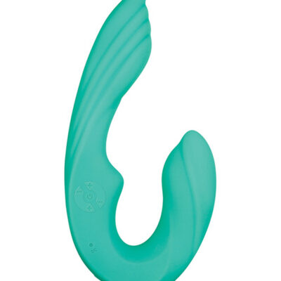 Strapless Seashell Teal dual-motor vibrator by Evolved Novelties with remote control