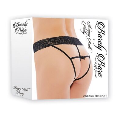 Strappy barely-there black lace panty with strap detail by Barely Bare