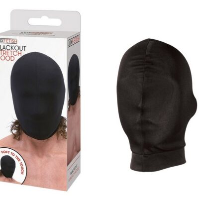 Breathable light-blocking black spandex stretch hood by Lux Fetish