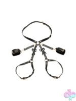 Strict Black Bondage Harness with Bows - Image 2