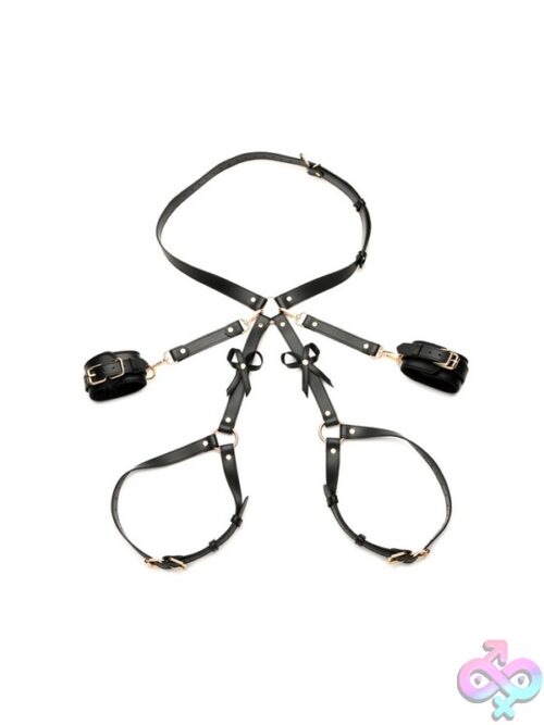 Strict Black Bondage Harness With Bows - Image 2