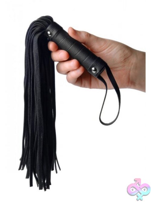 Strict Leather Pleather Pleasure Mini Flogger – Black - Image 2
