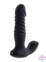 Striker Thrusting Anal Vibe with Perineum Tapper – Black - Image 2