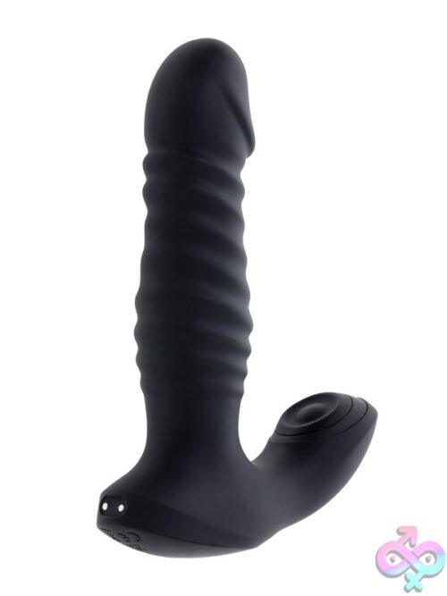 Striker Thrusting Anal Vibe With Perineum Tapper – Black - Image 2