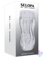Clear vibrating stroker with beaded inner channel and c-ring by Selopa