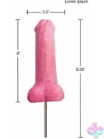 Large pink dick lollipop strawberry-flavored 6-inch novelty candy by Little Genie