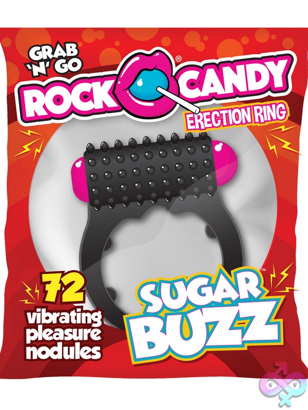 Discreet-Toys-Sugar-Buzz-Black-Nu-Rc-Sbz-101-Bk Sugar Buzz Vibrating C-Ring In Black Stretchy Tpe By Rock Candy