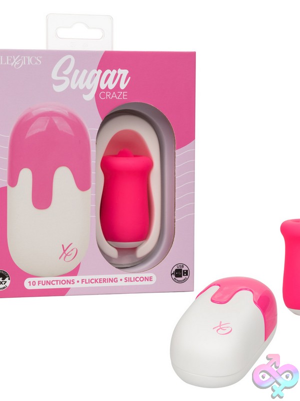 Discreet-Toys-Sugar-Craze-Nu-Se-0062-52-3 Bendable Flickering Tongue Clitoral Stimulator In Pink Silicone By California Exotic Novelties