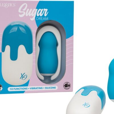 Contoured clitoral stimulator in blue body-safe silicone with travel case by California Exotic Novelties