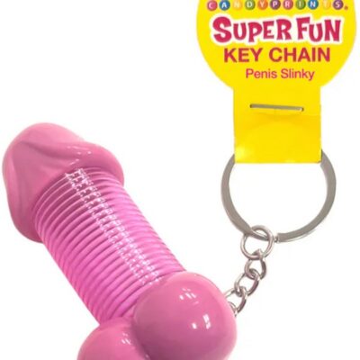Pink Penis Slinky Keychain novelty gift by Little Genie