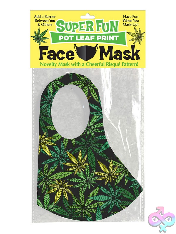 Discreet-Toys-Super-Fun-Pot-Leaf-Mask-Nu-Lgcp-1017 Black Novelty Pot Leaf Print Stretch Face Mask By Little Genie