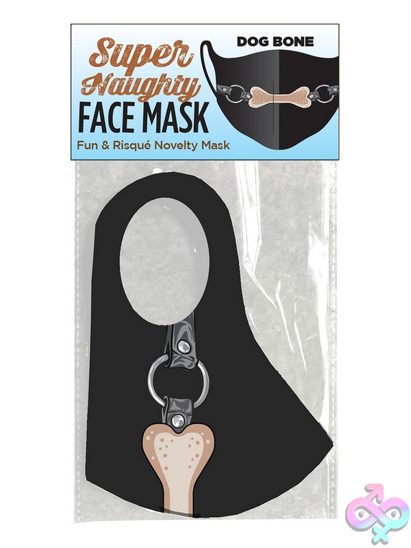 Discreet-Toys-Super-Naughty-Dog-Bone-Gag-Mask-Nu-Lgcp-1023 Black Dog Bone Gag Face Mask In Stretch Knit Polyester-Spandex Fabric By Little Genie