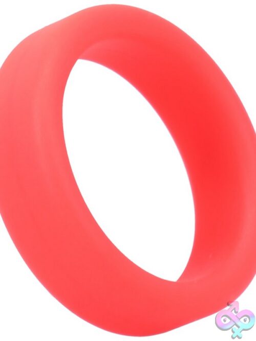 Tantus Super Soft Silicone C-Ring In Purple And Red On Neutral Background