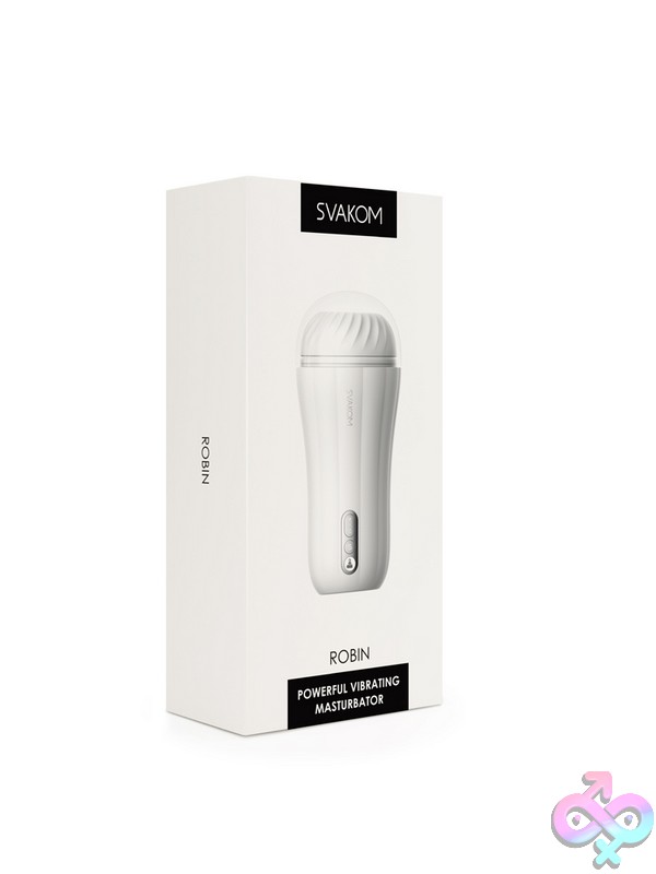 Discreet-Toys-Svakom-Robin-Nu-Svk-Sl28 Svakom Robin Vibrating Masturbator White With Led Display And Detachable Tpe Sleeve By Svakom