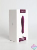 Curved purple silicone bullet vibrator with ribbed texture by Svakom