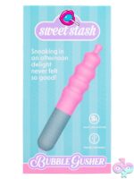 Sweet Stash Bubble Gusher compact pink textured G-spot vibrator by Rock Candy