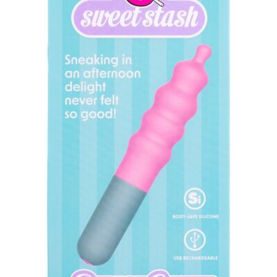 Sweet Stash Bubble Gusher compact pink textured G-spot vibrator by Rock Candy