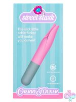 Pink dual-pronged clitoral tickler vibrator in body-safe silicone by Rock Candy