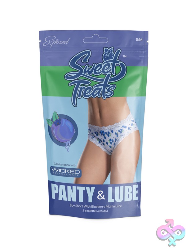 Discreet-Toys-Sweet-Treats-Boy-Short-W-Lube-Blueberry-L-X-Nu-Pl01Bbylrg White Blueberry-Print Lace-Trim Cheeky Boy Short Lingerie By Magic Silk