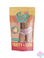 Silky white peach print cheeky boy short with lace trim by Magic Silk