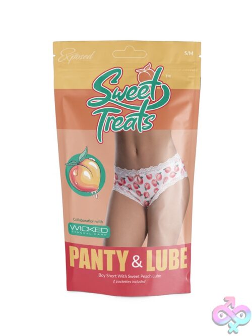 Silky White Peach-Print Lace-Trim Boy Short Lingerie S/M By Magic Silk