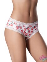 Sweet Treats Crotchless Boy Short with Lube – White/Peach 2X - Image 2