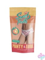Silky peach print crotchless boy short with lace trim in 2X by Magic Silk