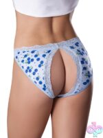 Sweet Treats Split Back & Crotchless Panty in Blueberry Blue – S/M - Image 3